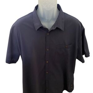 QUIKSILVER Navy Blue Mesh Short Sleeve Collared Shirt w/ Vent Men XL